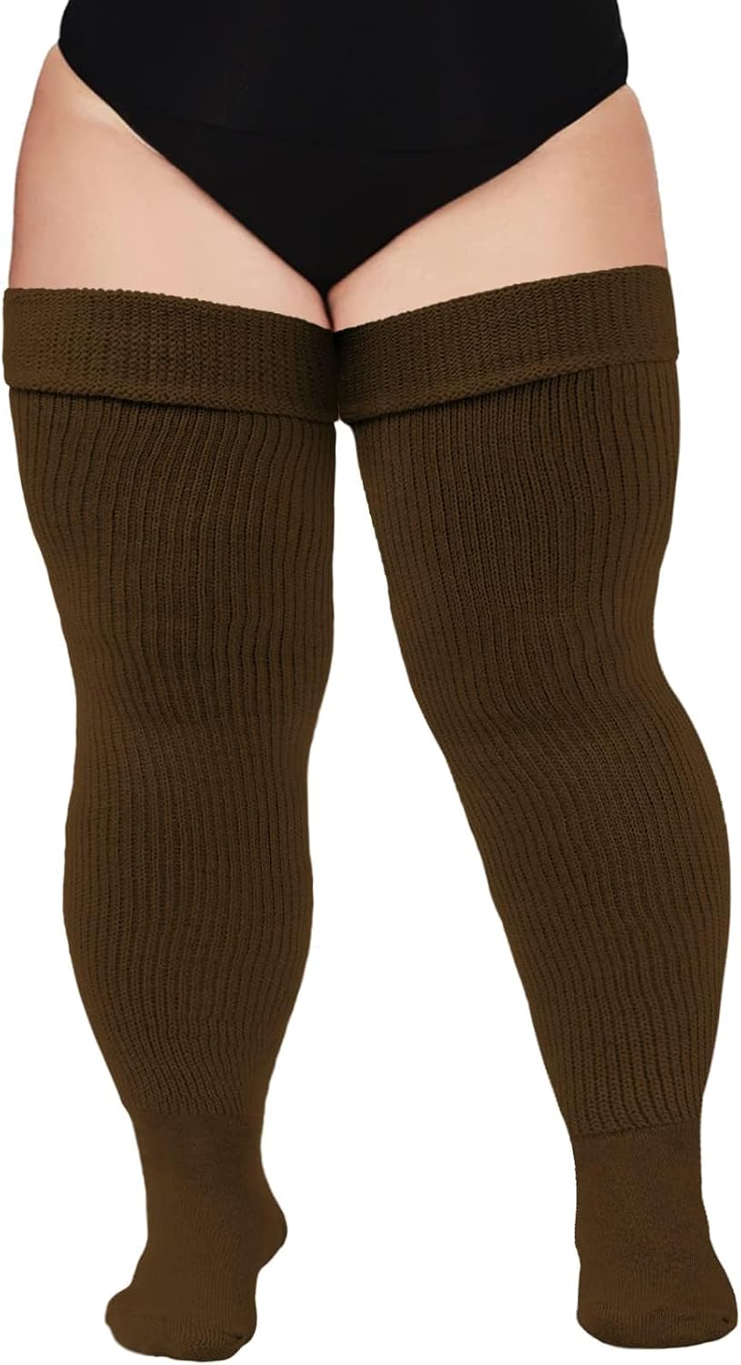 Moon Wood Plus Size Thigh High Socks for Thick Thighs- Women Extra Long Over the Knee Stockings- Halloween Socks Leg Warmers