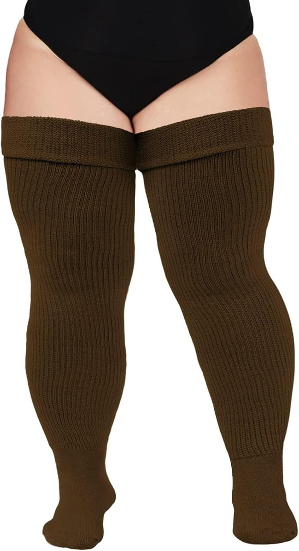 Moon Wood Plus Size Thigh High Socks for Thick Thighs- Women Extra Long Over the Knee Stockings- Halloween Socks Leg Warmers