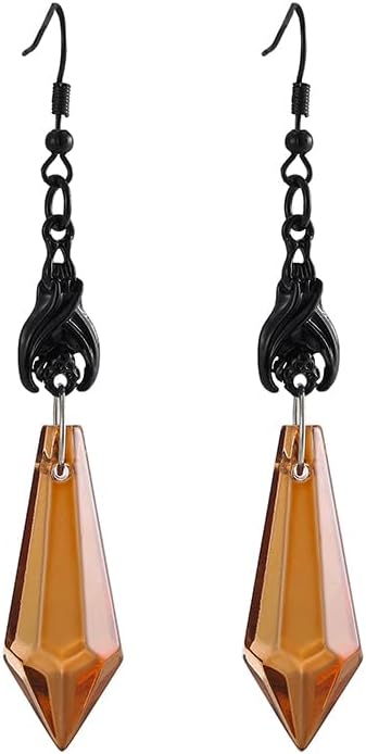 Gothic Dark Bat Dangle Earrings Red Black Crystal Gems Bat Earrings Punk Rock Style Bats Animal Earrings Halloween Costumes Earrings Jewelry for Women