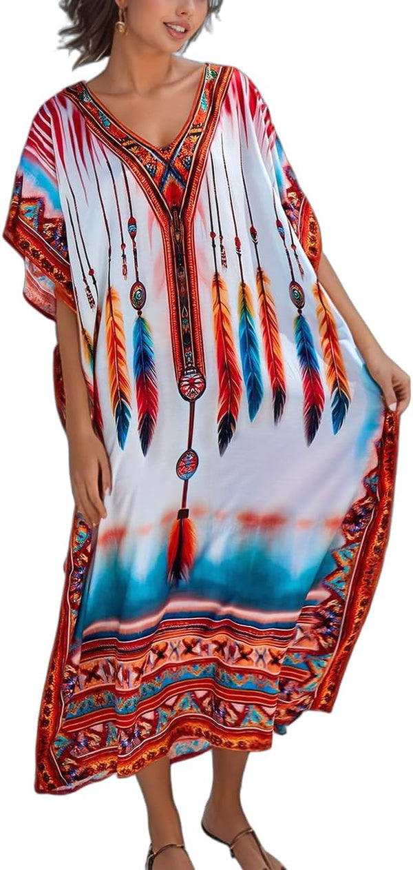 Women's Plus Size Beach Lounge Kaftan Maxi Dress swimsuit coverup for women