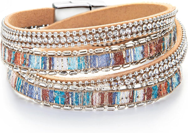 Fesciory Leather Wrap Bracelets for Women, Boho Western Layered Jewelry