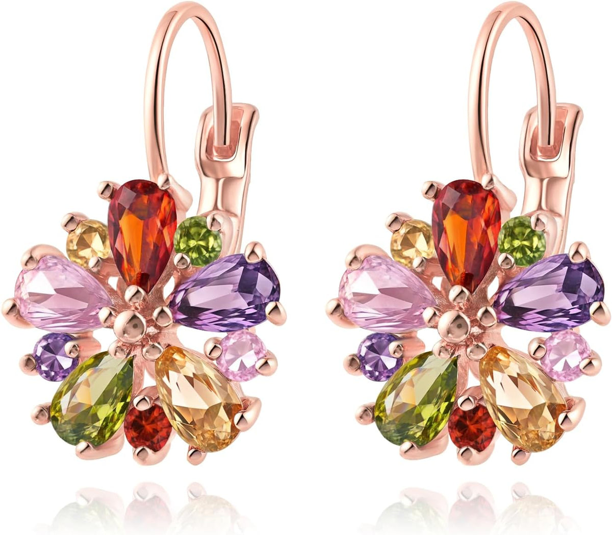 Vintage 14K Gold Plated Flower Birthstone Earrings
