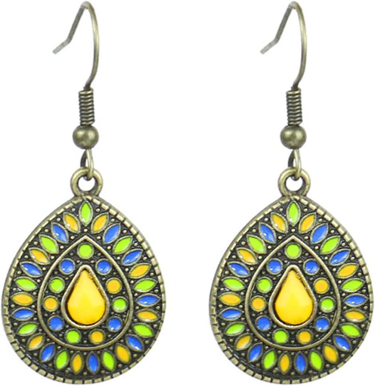 Handmade Boho Enamel Teardrop Dangle Earrings