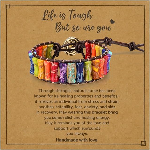 7 Chakra Healing Bracelet for Women Men, Jasper Bead Inspirational Gift