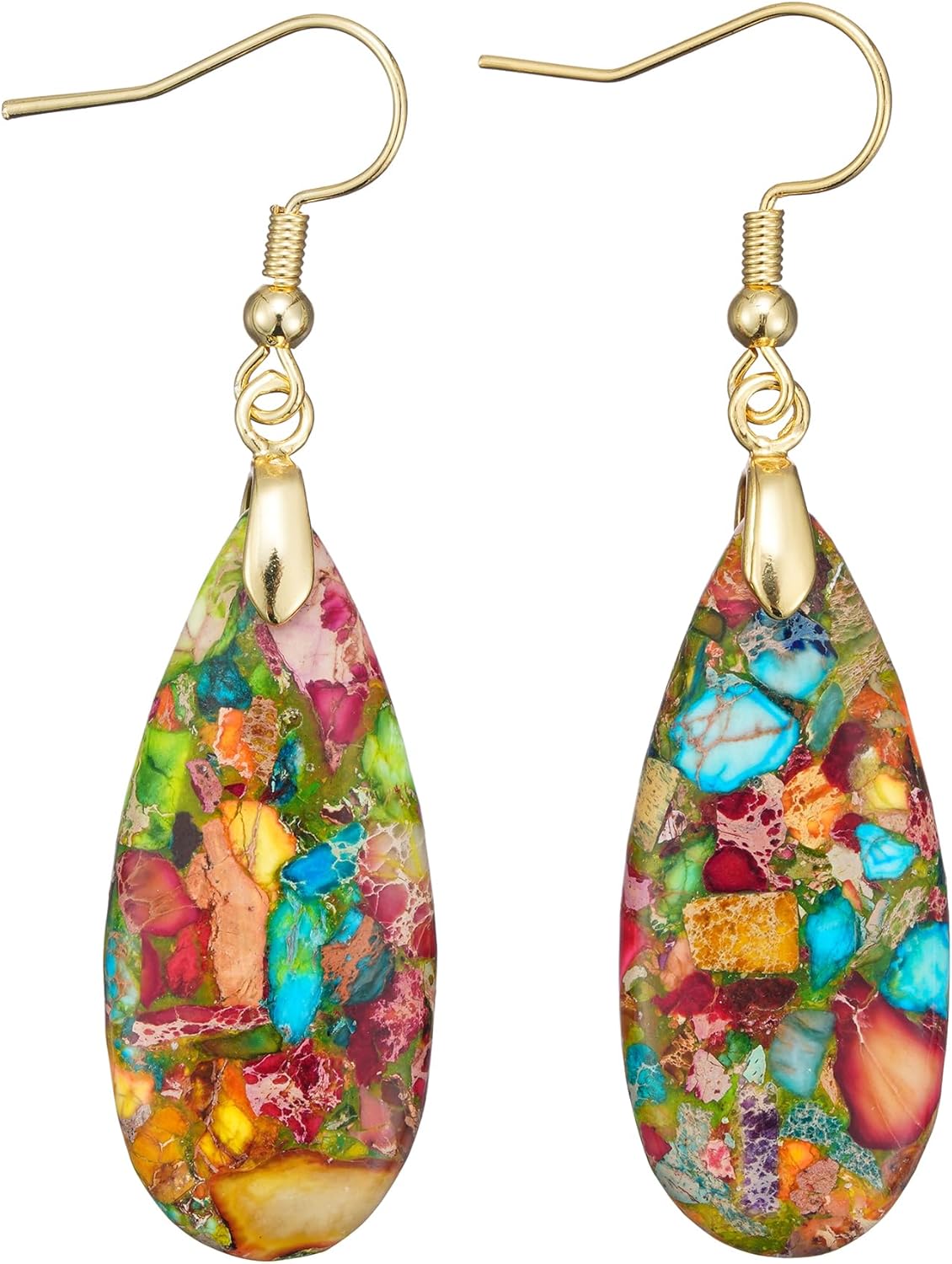 Natural Stone Long Drop Boho Earrings