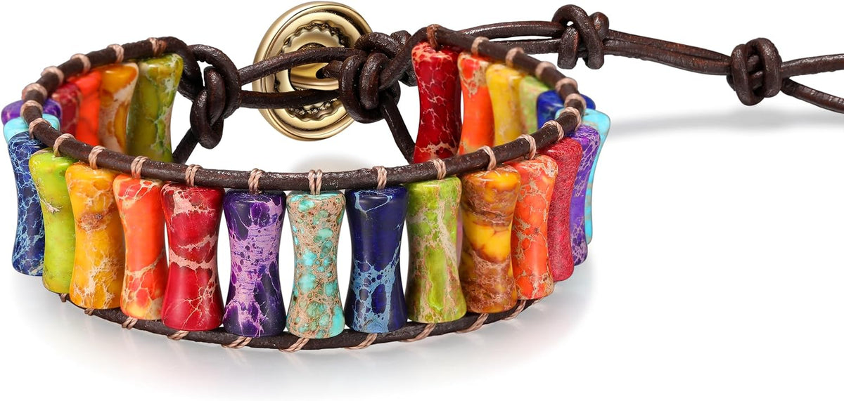 7 Chakra Healing Bracelet for Women Men, Jasper Bead Inspirational Gift