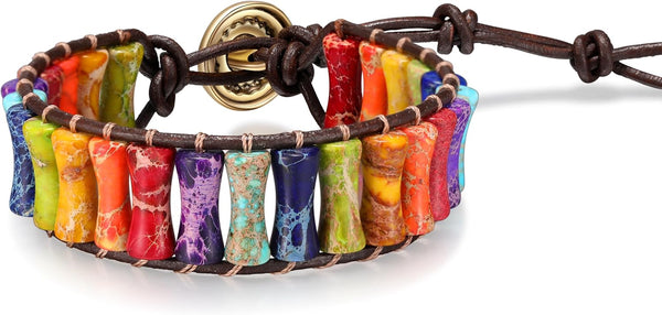7 Chakra Healing Bracelet for Women Men, Jasper Bead Inspirational Gift