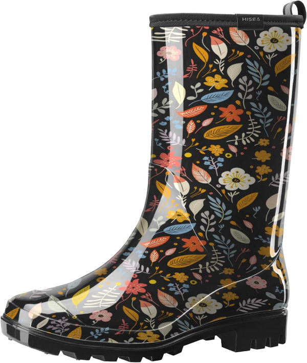 Rain Boots Waterproof Mid Calf Boots For