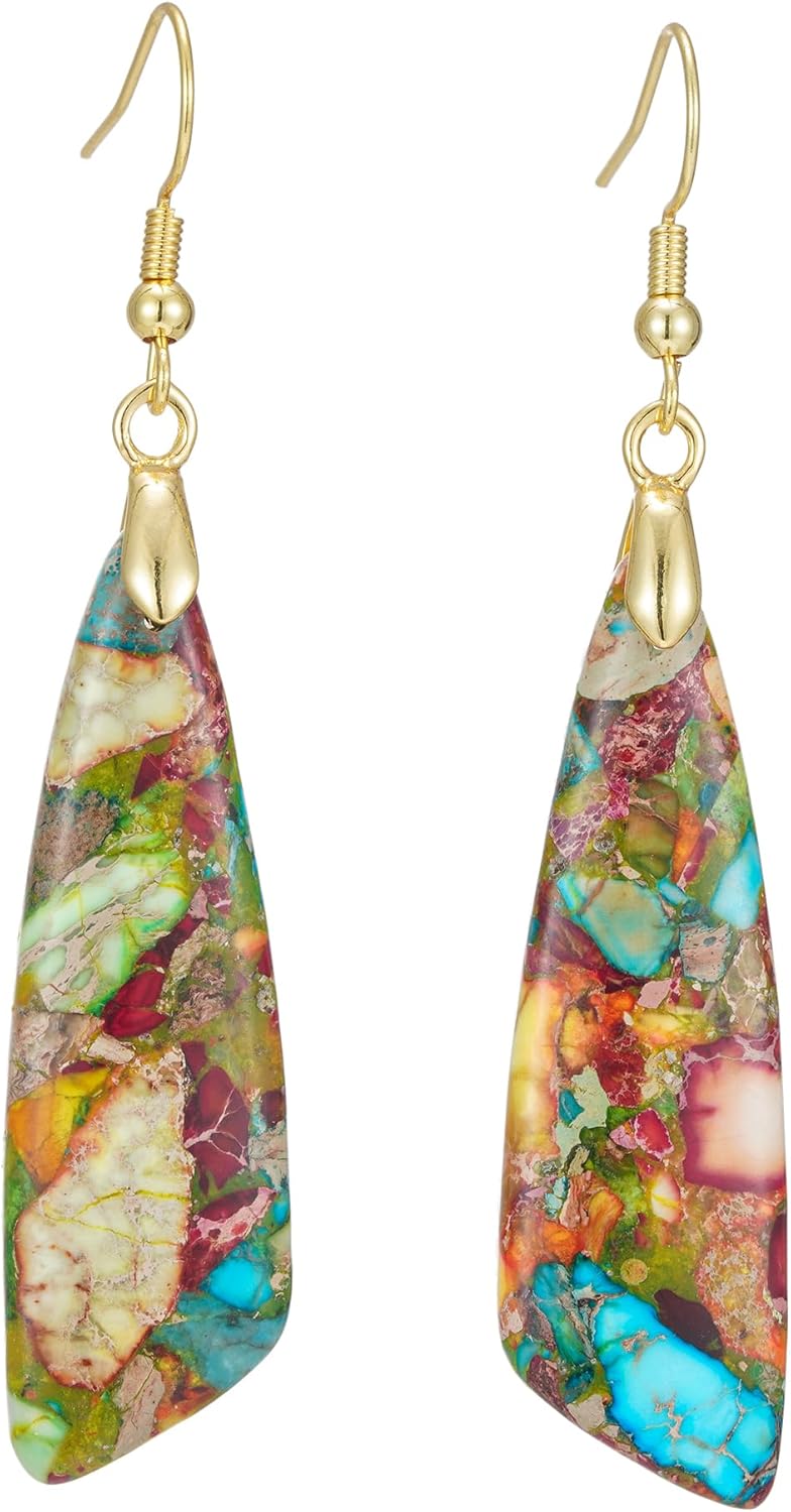 Natural Stone Long Drop Boho Earrings