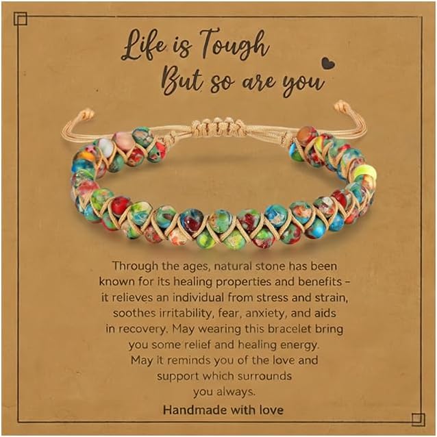 7 Chakra Healing Bracelet for Women Men, Jasper Bead Inspirational Gift