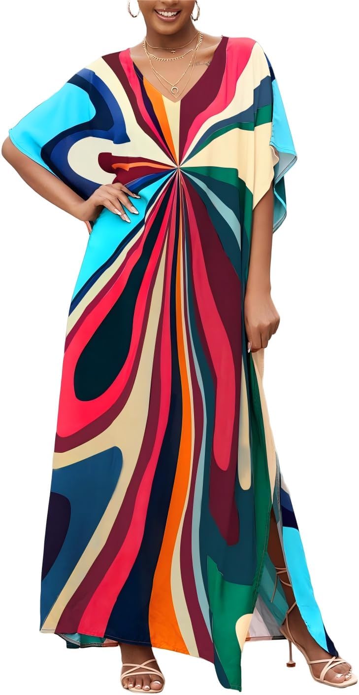 Women's Plus Size Beach Lounge Kaftan Maxi Dress swimsuit coverup for women