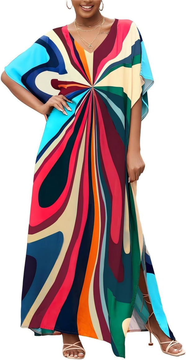 Women's Plus Size Beach Lounge Kaftan Maxi Dress swimsuit coverup for women