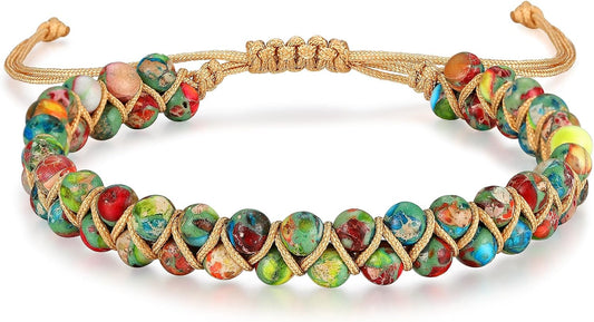 7 Chakra Healing Bracelet for Women Men, Jasper Bead Inspirational Gift