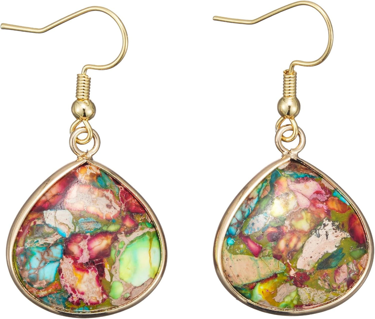Natural Stone Long Drop Boho Earrings