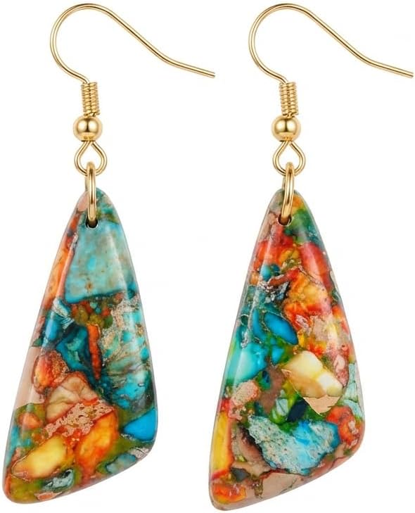 Chalcedony Crystal Teardrop Copper Hook Earrings