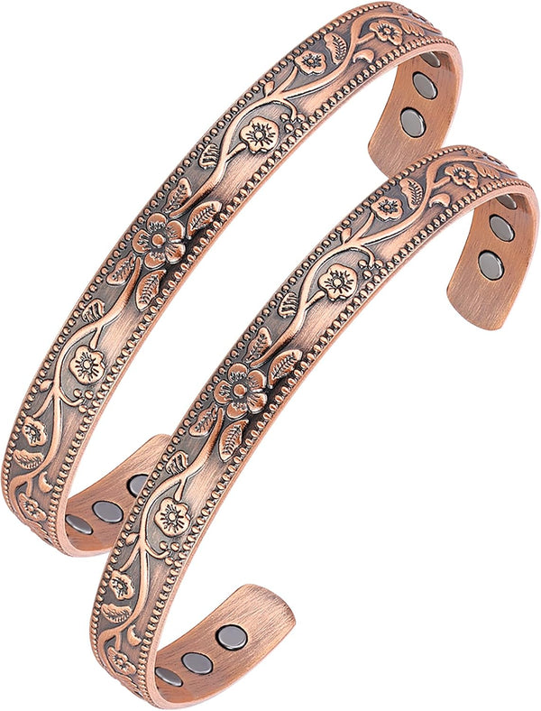 Copper Magnetic Bracelet Set for Women Men, Pure Copper Jewelry Gift