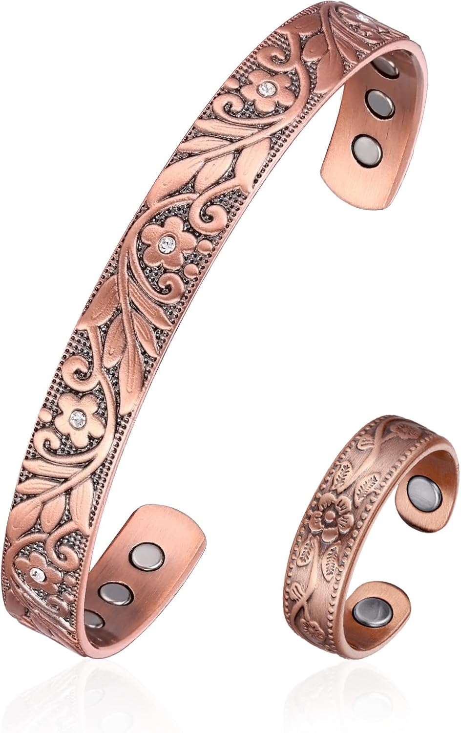 Copper Magnetic Bracelet Set for Women Men, Pure Copper Jewelry Gift