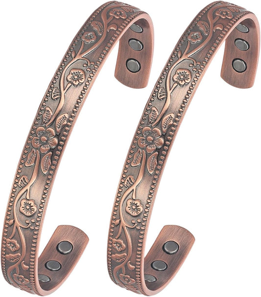 Copper Magnetic Bracelet Set for Women Men, Pure Copper Jewelry Gift