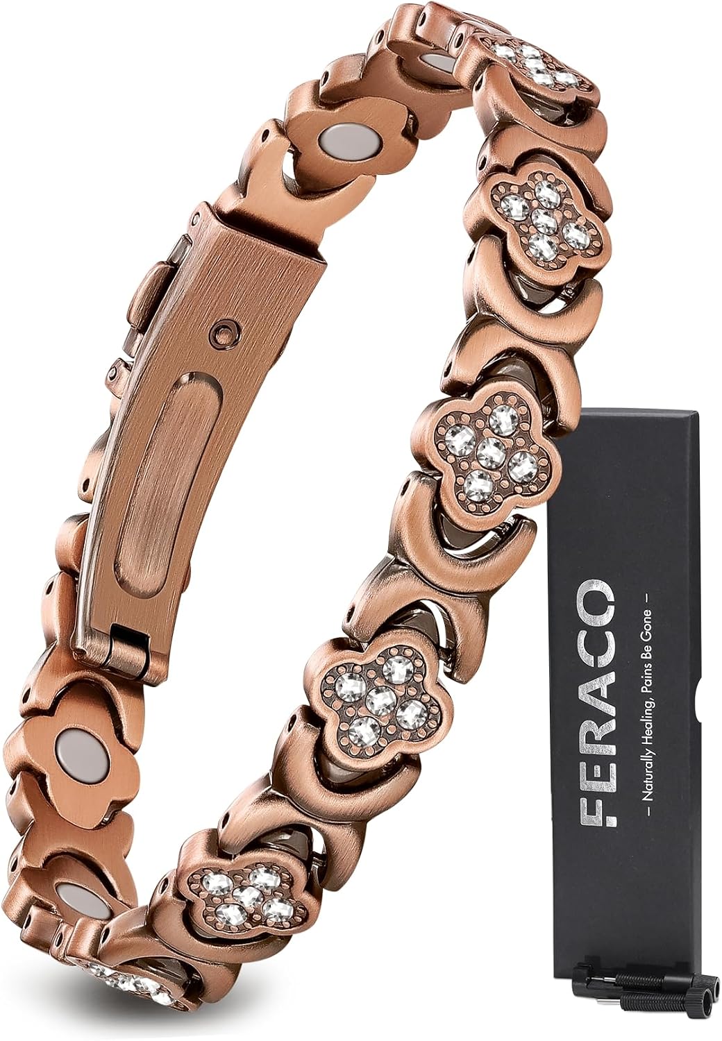 Feraco Pure Copper Bracelets for Women, Ultra Strength Magnetic Bracelet