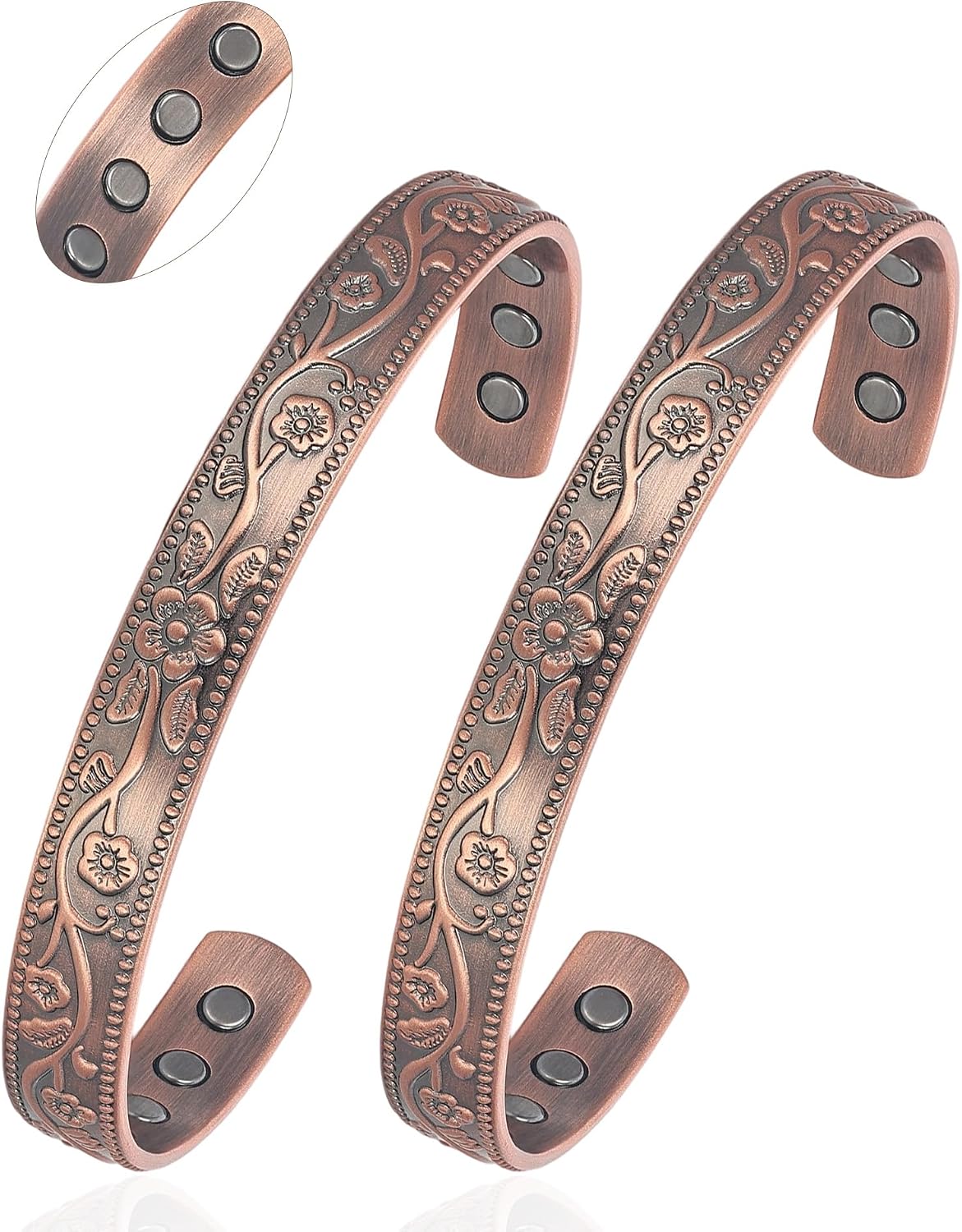 Copper Magnetic Bracelet Set for Women Men, Pure Copper Jewelry Gift