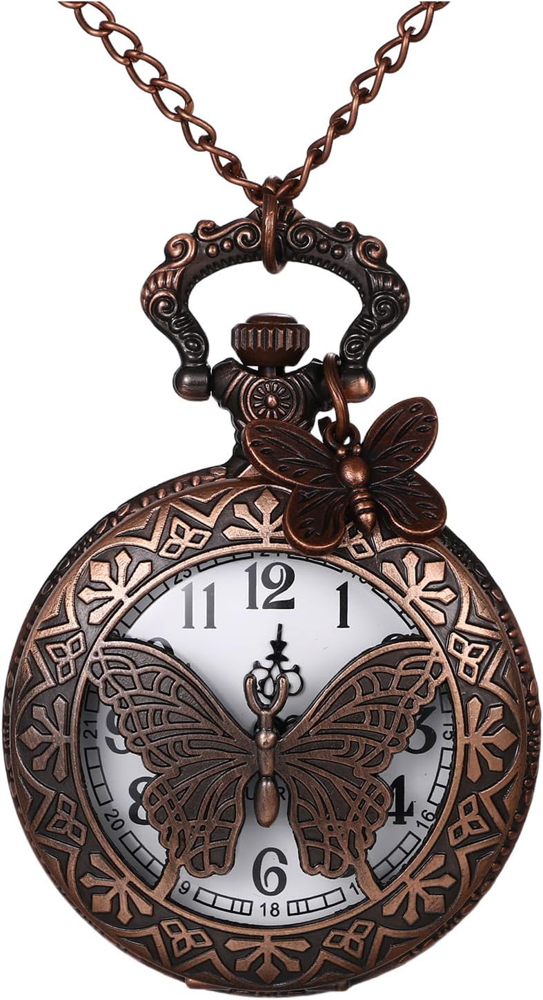 Hollow Butterfly Bronze Pocket Watch Secondary image