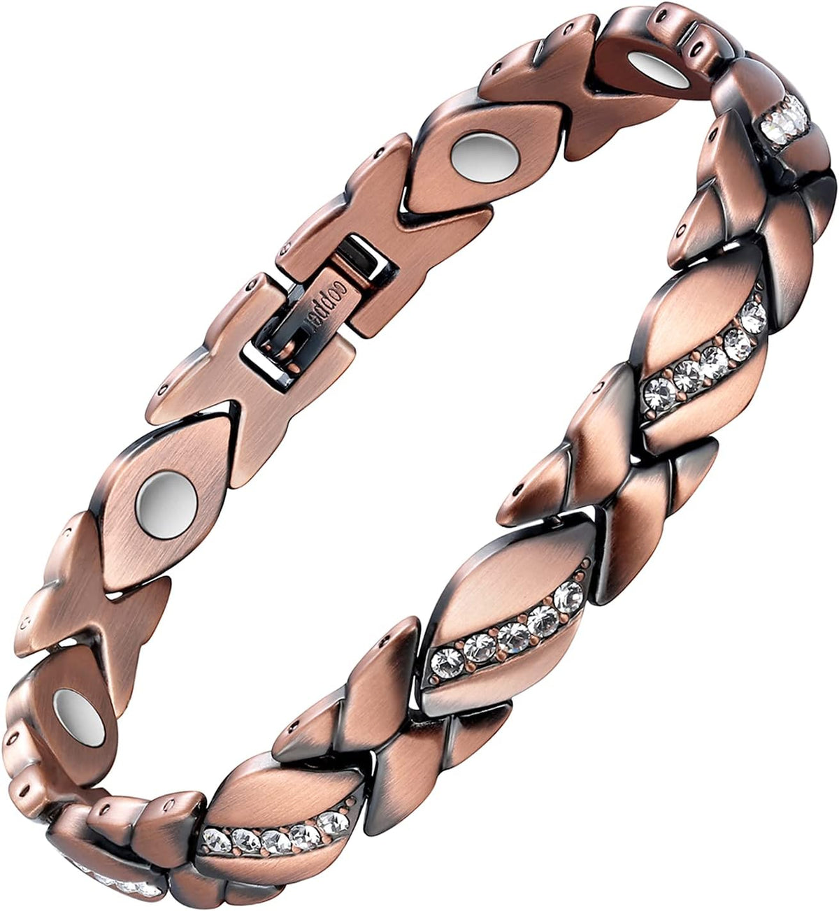 Pure Copper Bracelets for Women,Ultra Magnetic Bracelets for Women with 3500 Gauss Magnets,Crystal Valentine's Day Jewelry Gift, Sizing Tool