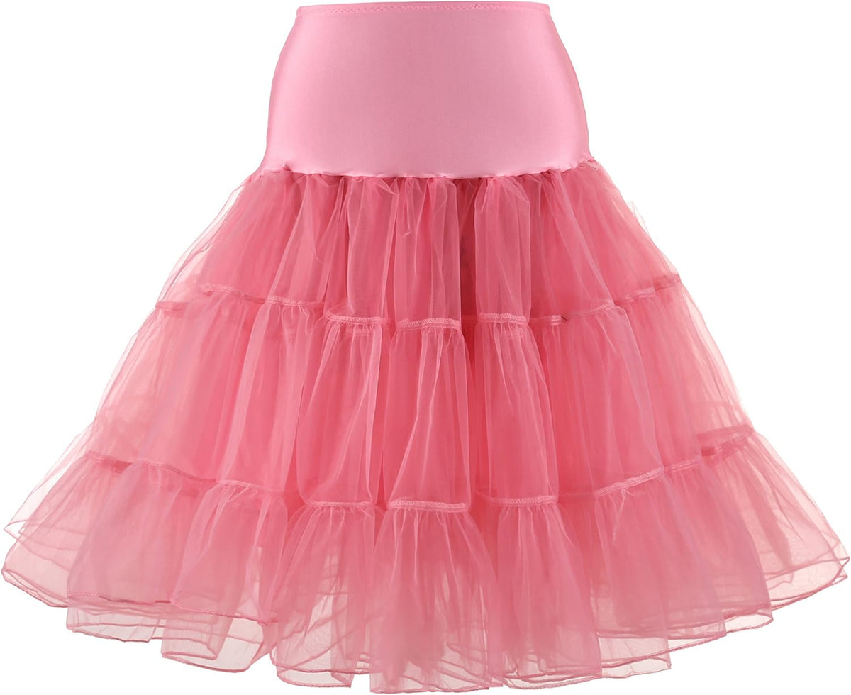WOWBRIDAL Women's Vintage 50s Rockabilly Petticoat 25.59" Length Tutu Underskirt