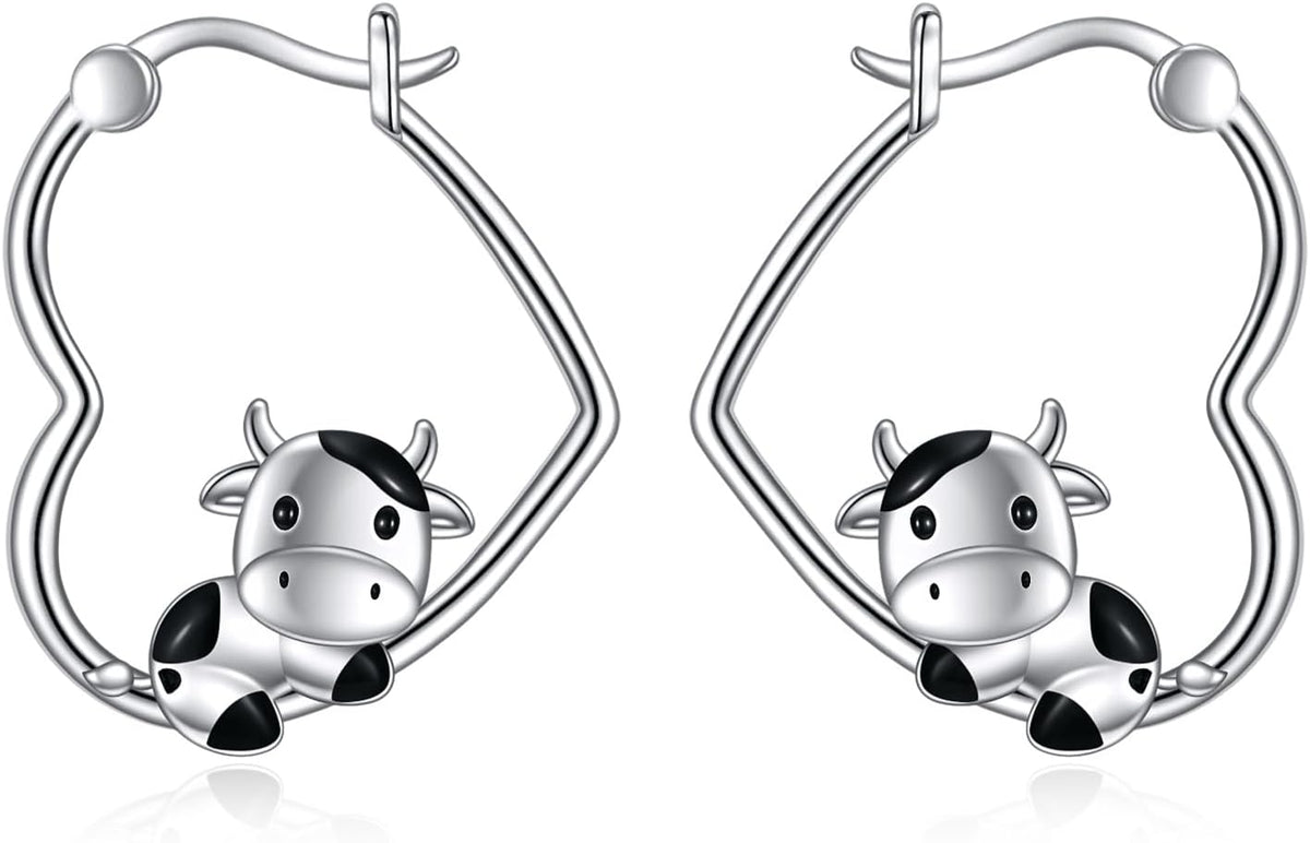 YFN Animal Earrings Sterling Silver Animal Heart Hoop Dangle Earrings Cute Jewelry Gifts for Women