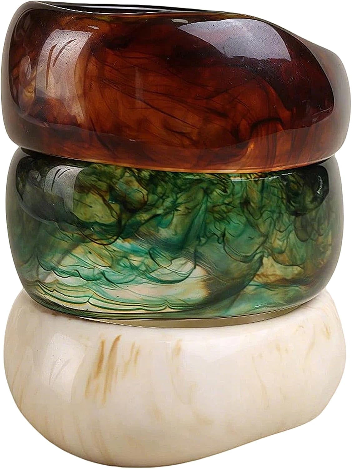 Chunky Resin Acrylic Bangle Bracelets for Women, Colorful Wide Geometric Bangles Set, Statement Stackable Bracelet Jewelry Gift