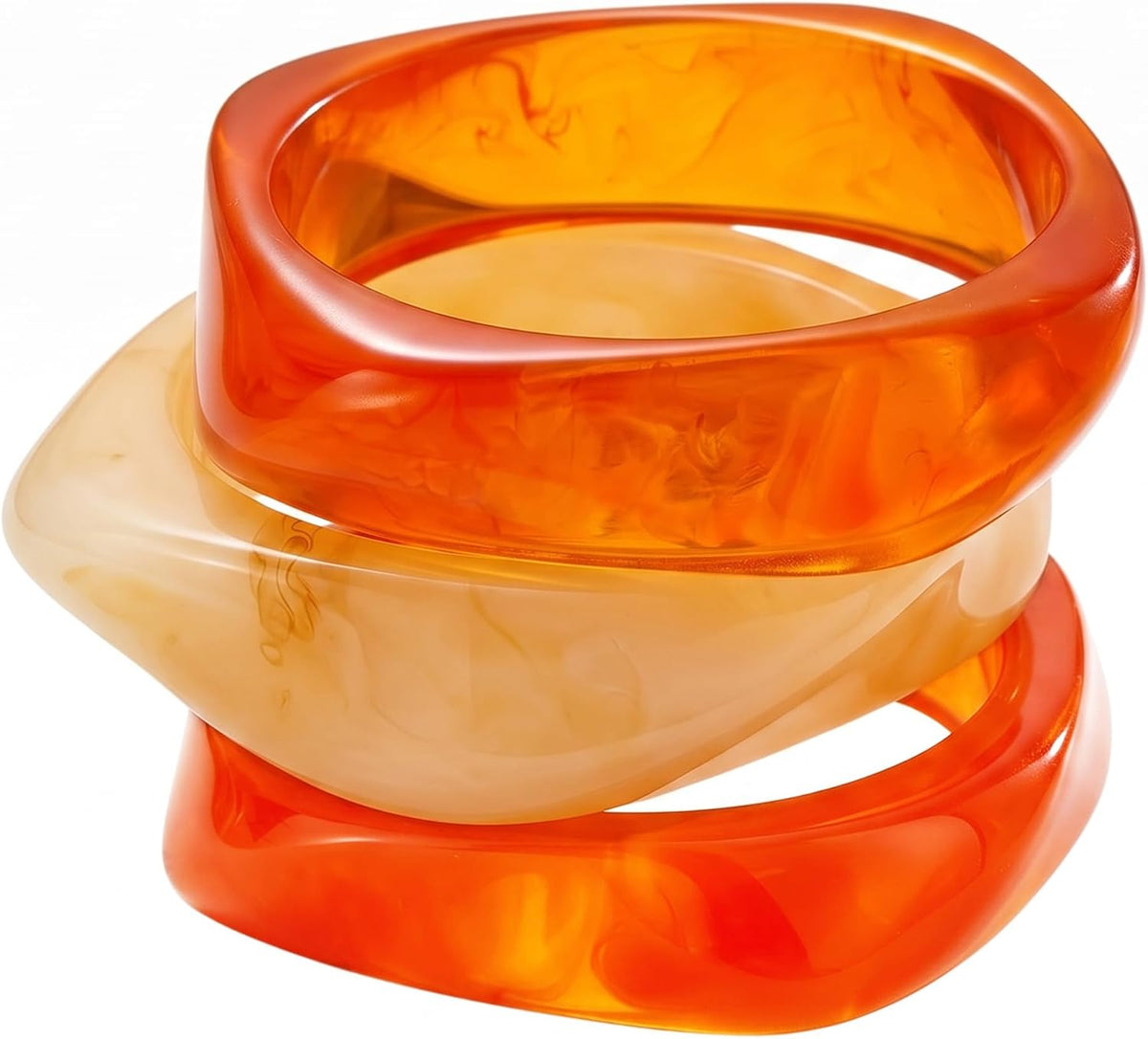 Chunky Resin Acrylic Bangle Bracelets for Women, Colorful Wide Geometric Bangles Set, Statement Stackable Bracelet Jewelry Gift
