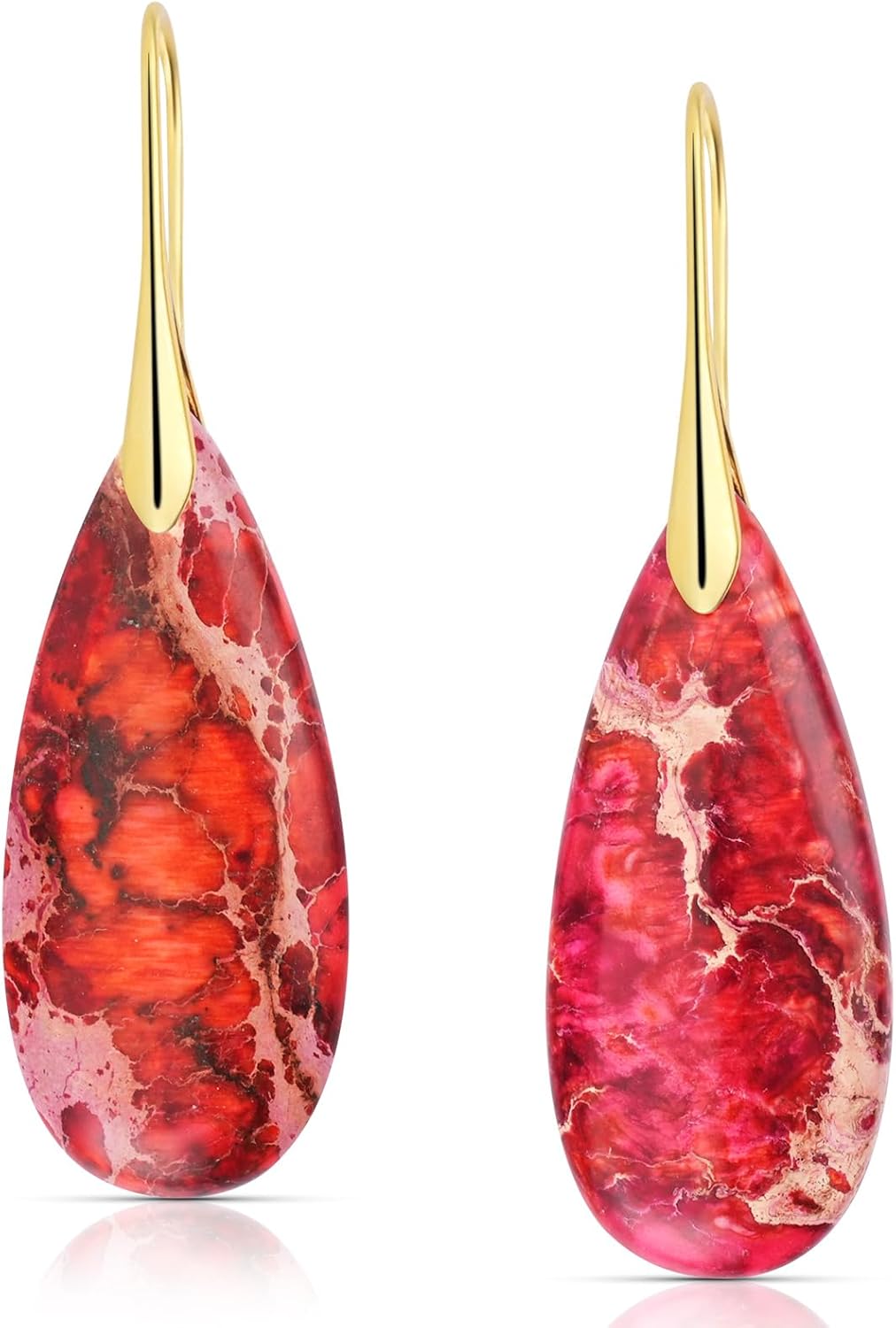 Chalcedony Stone Copper Teardrop Drop Earrings