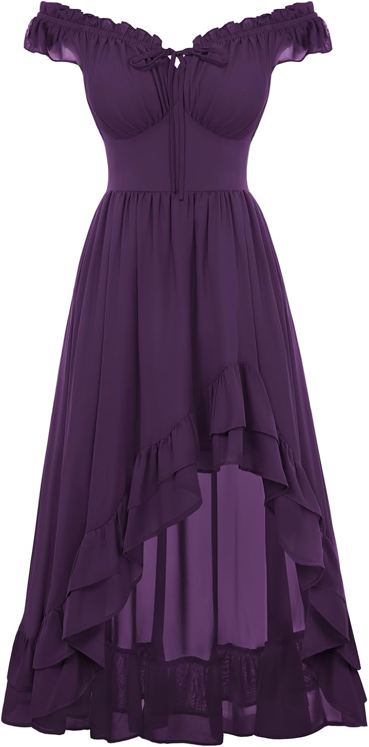 Scarlet Darkness Renaissance Corset Dress Off Shoulder Chiffon Sundress