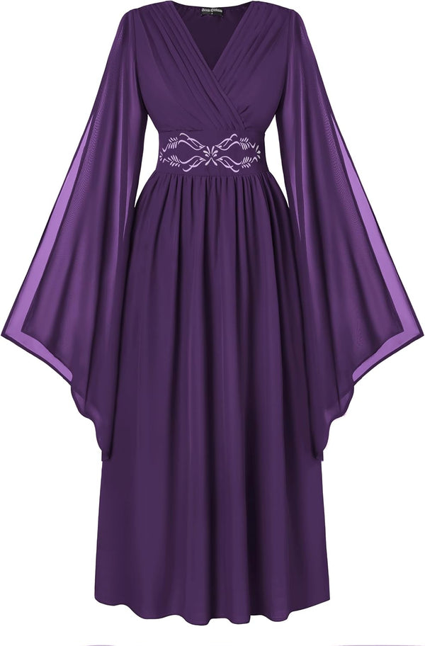 Scarlet Darkness Women's Renaissance Costume V Neck Medieval Fairy Dresses