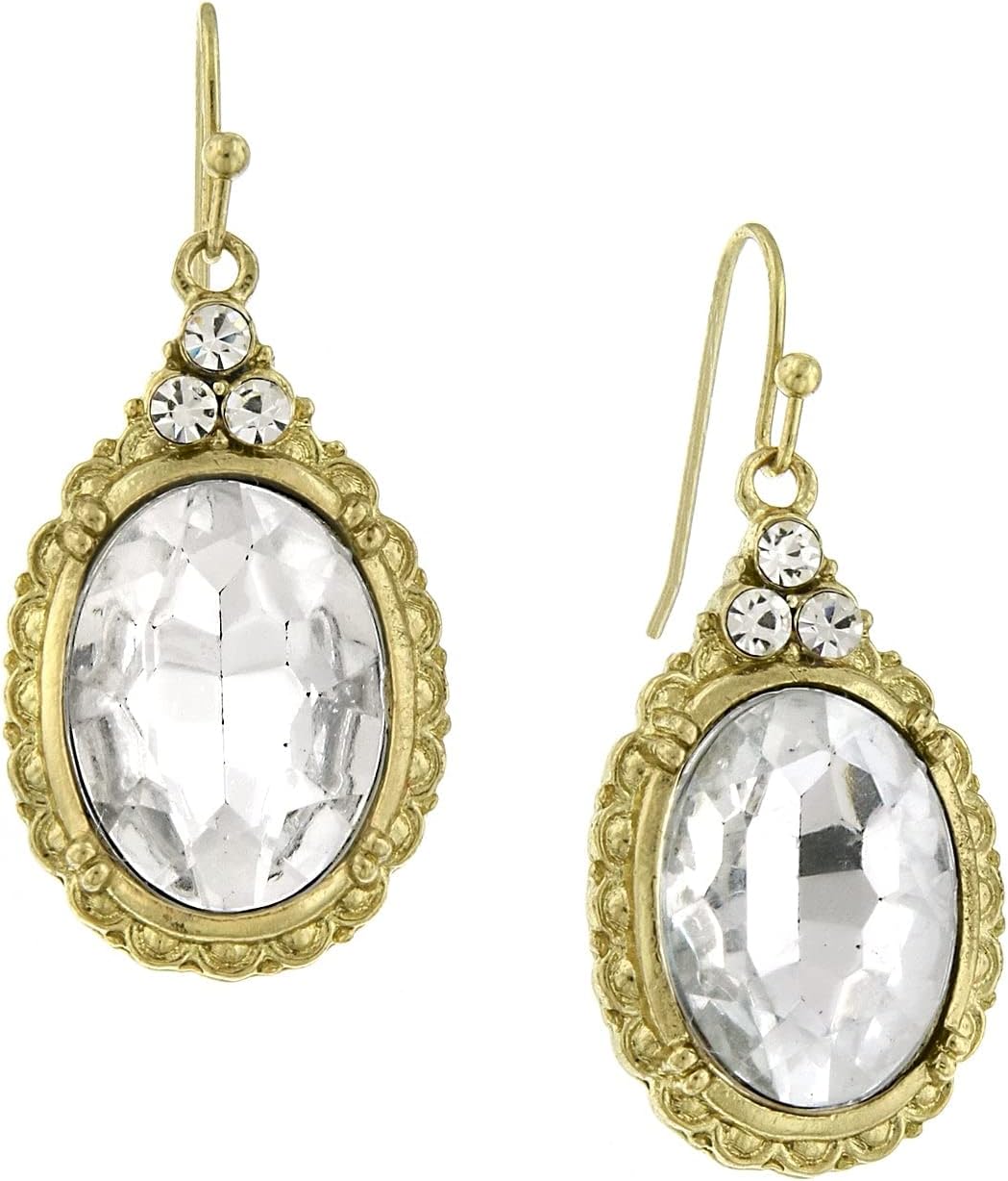 1928 Jewelry "Victorian" Oval Multi Faceted Drop Earrings