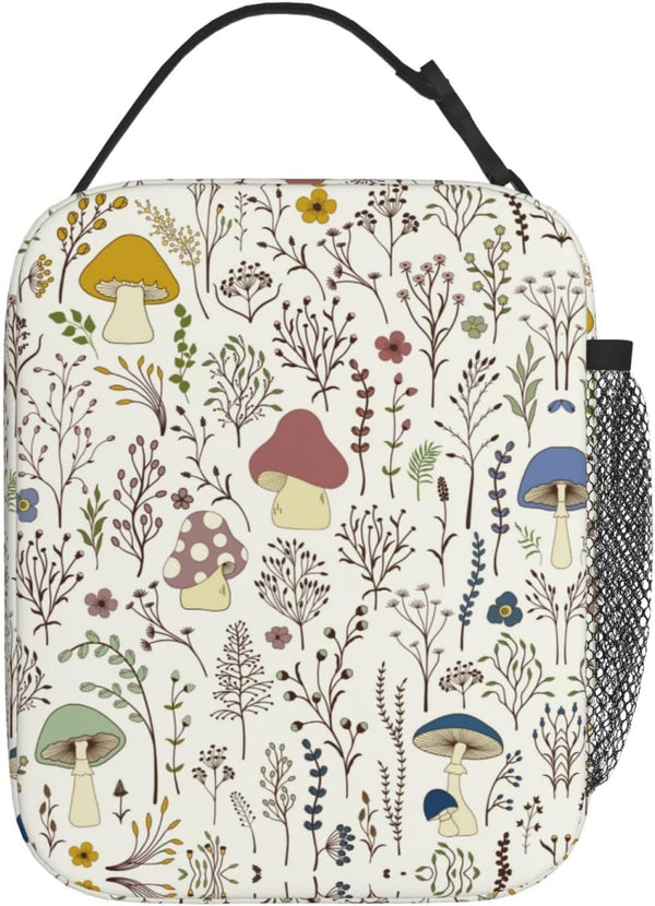 Gianlaima Wicca Moon Phase Witchy Star Magic Mushroom Insulated Lunch Box For Women And Man, Portable Lunch Bags Reusable Cooler Tote For Office Work Travel Picnic Camping Beach