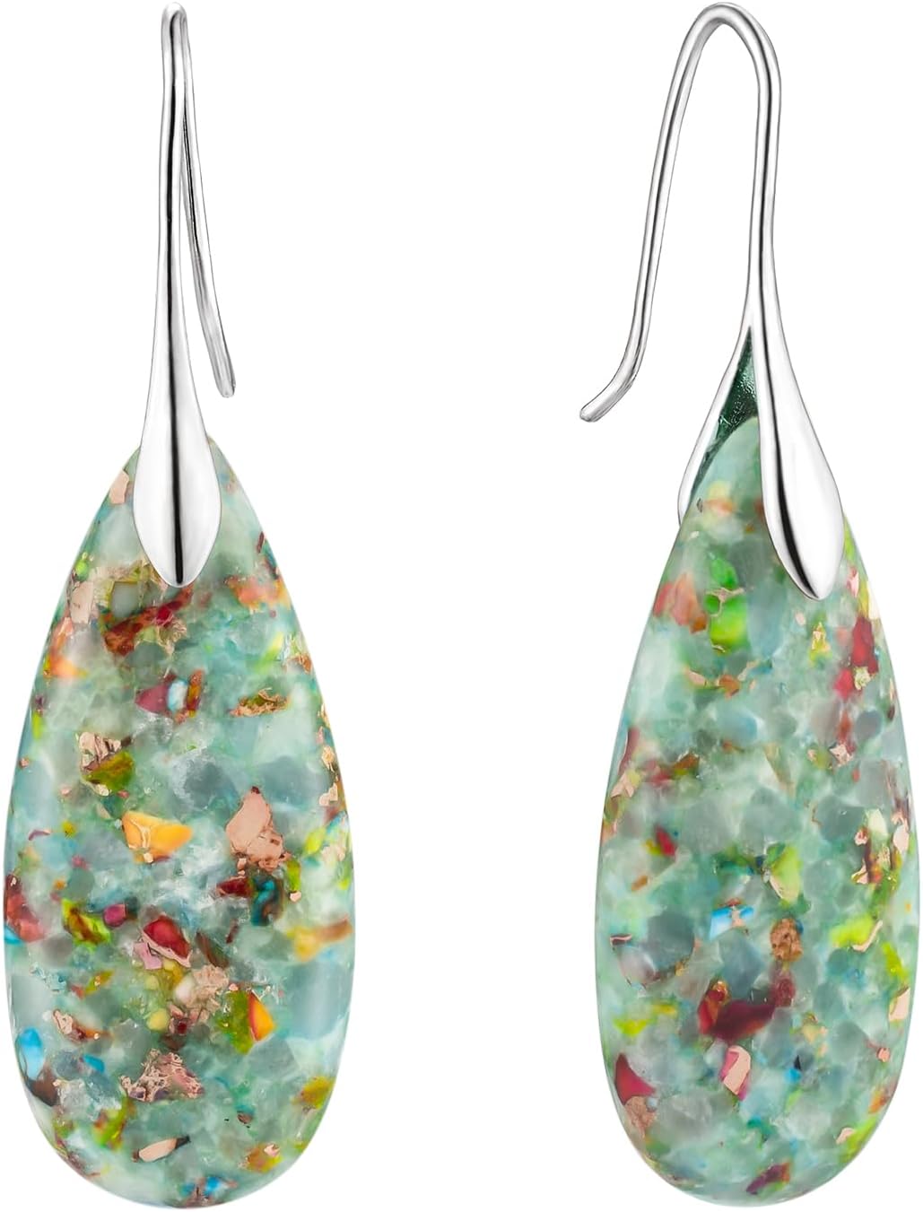 Stone Fishhook Dangle Drop Earrings