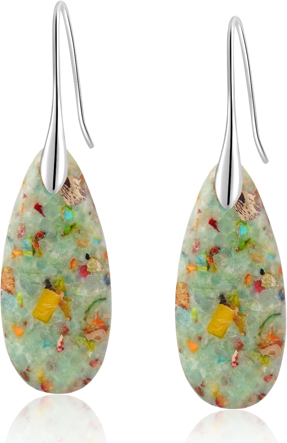 Natural Healing Stone Fishhoop Dangle Drop Earrings Statement Gold silver earrings