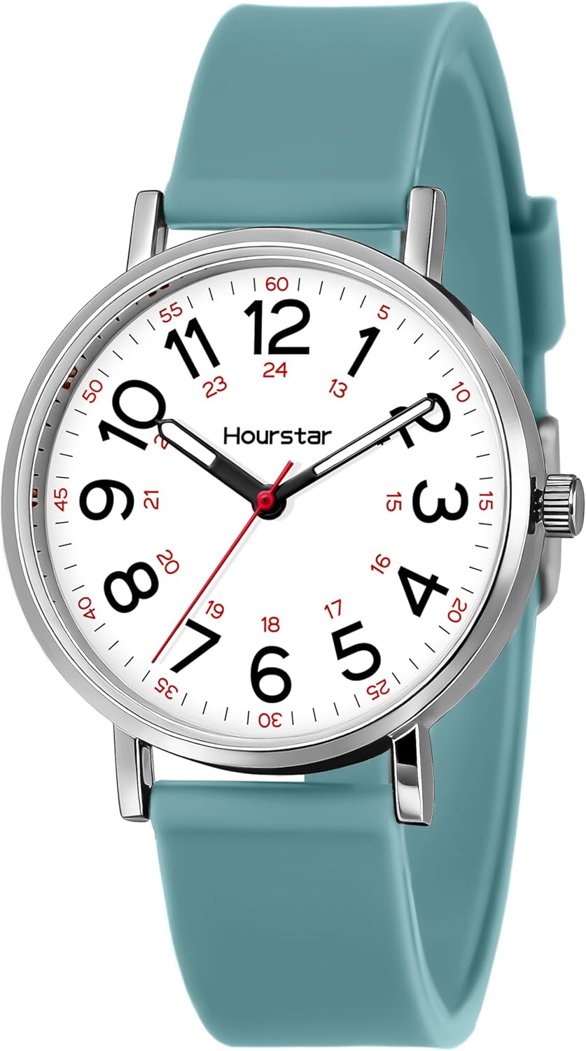 Women's Analog Nurse Watch with Second Hand for Nursing, 12/24 Time, S