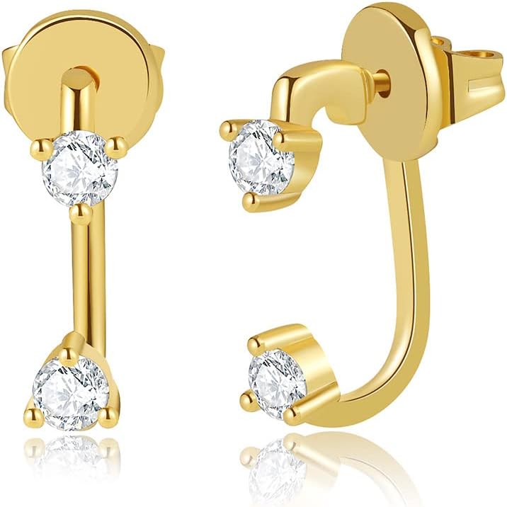 14K Gold Plated Illusion Stud Earrings for Women | Triple Huggie Hoop Earrings for One Hole| Trendy Simple Hypoallergenic Fashion Accessories Gold