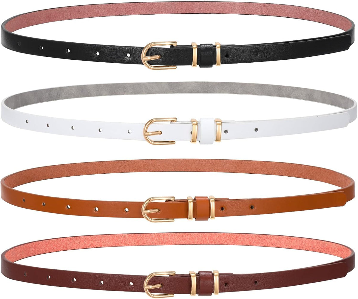 4 Pack Women Belt With Gold Alloy Buckle