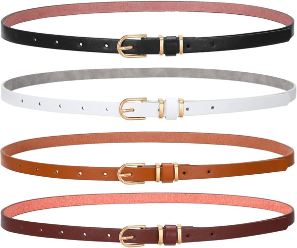 4 Pack Women Belt With Gold Alloy Buckle