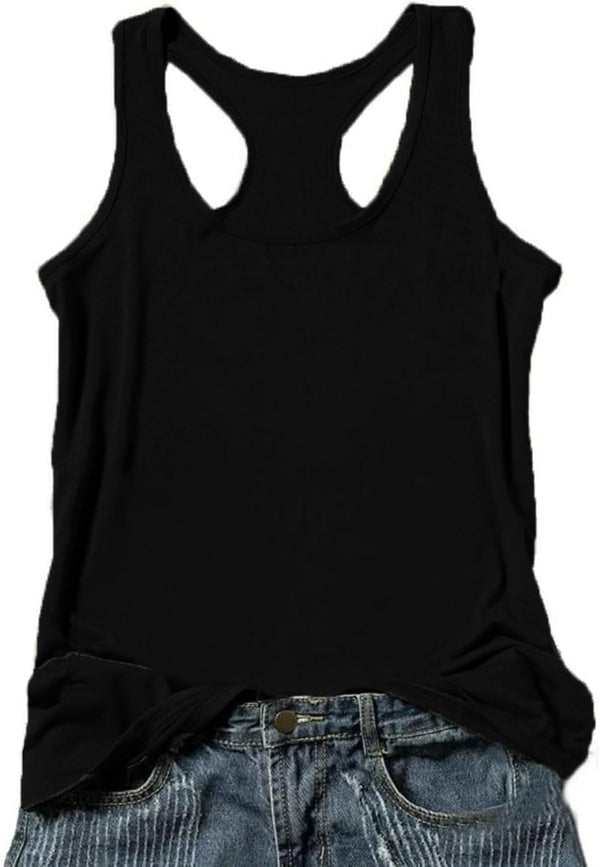 Womens Tank Tops Summer Racerback Graphic Tanks Beach Vacation Tops Loose Running Athletic Sleeveless Shirt Cami