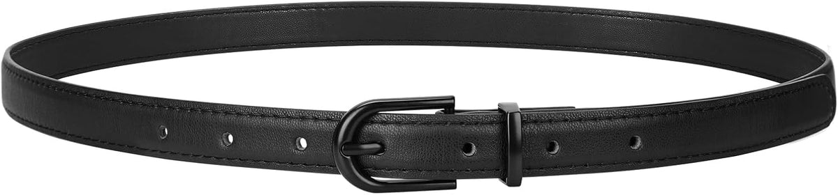 Womens Skinny Leather Belt Ladies Thin Faux Leather Belt With