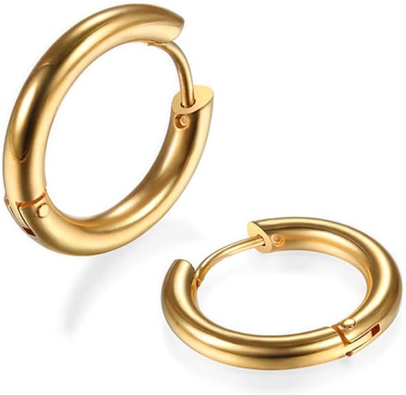 316L Surgical Stainless Steel Huggie Hoop Earrings 6mm 8mm 10mm 11mm 12mm 14mm Hypoallergenic Earrings Hoop Cartilage Helix Lobes Hinged Sleeper