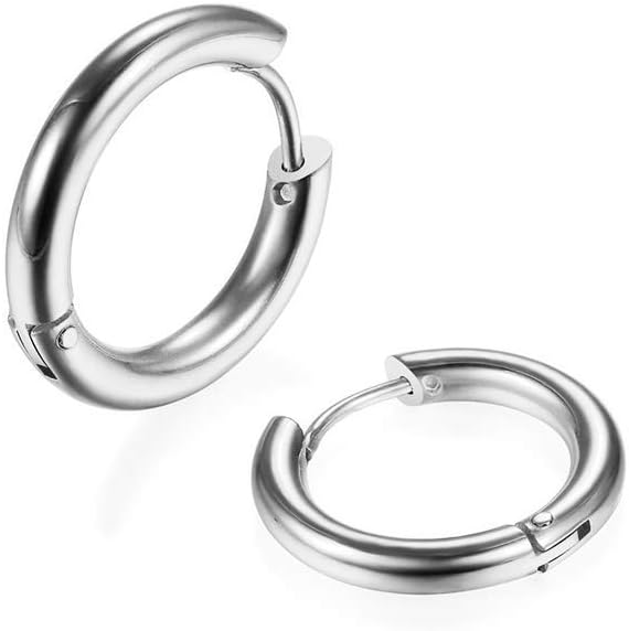 316L Surgical Stainless Steel Huggie Hoop Earrings 6mm 8mm 10mm 11mm 12mm 14mm Hypoallergenic Earrings Hoop Cartilage Helix Lobes Hinged Sleeper