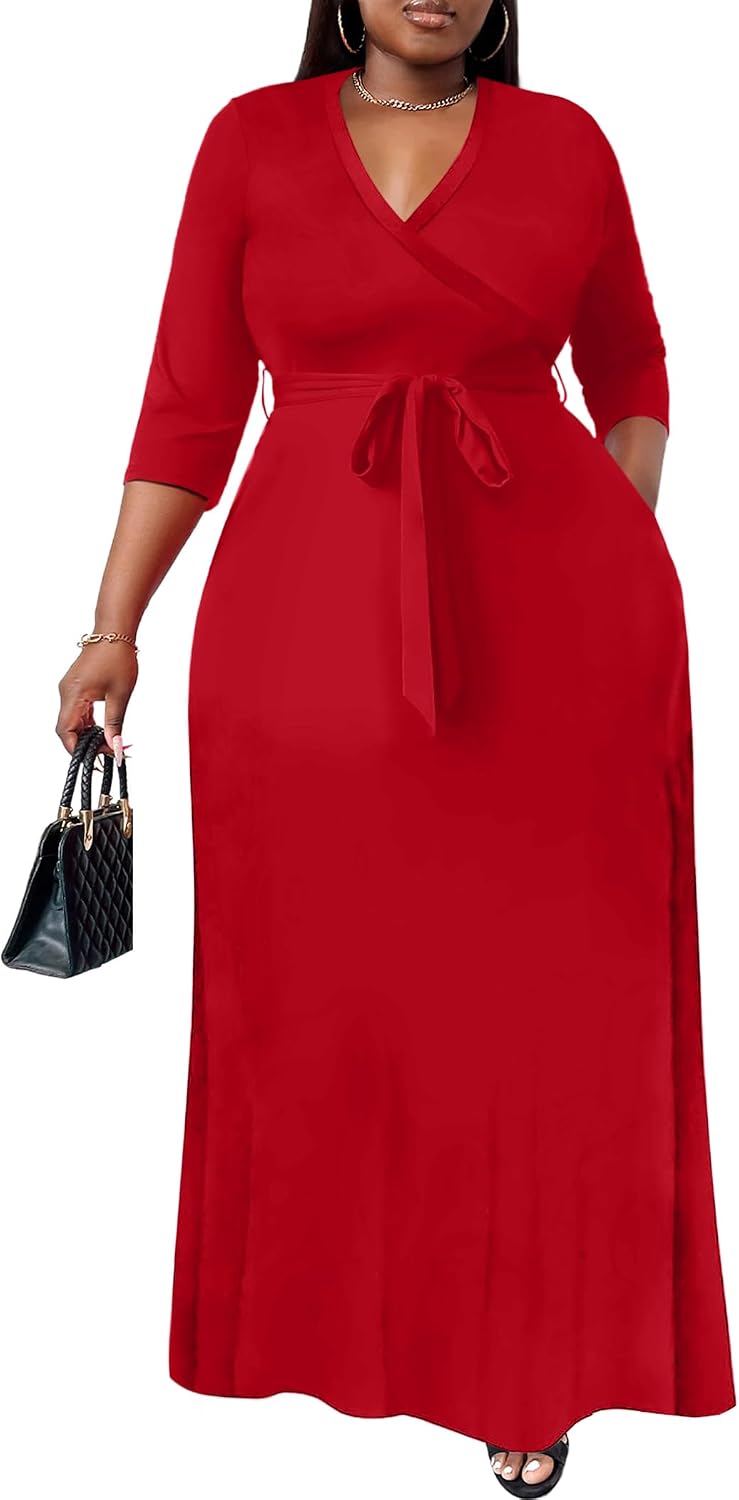 Nmoder Plus Size Maxi Dresses for Curvy Women -Summer Casual Long Fit Dress