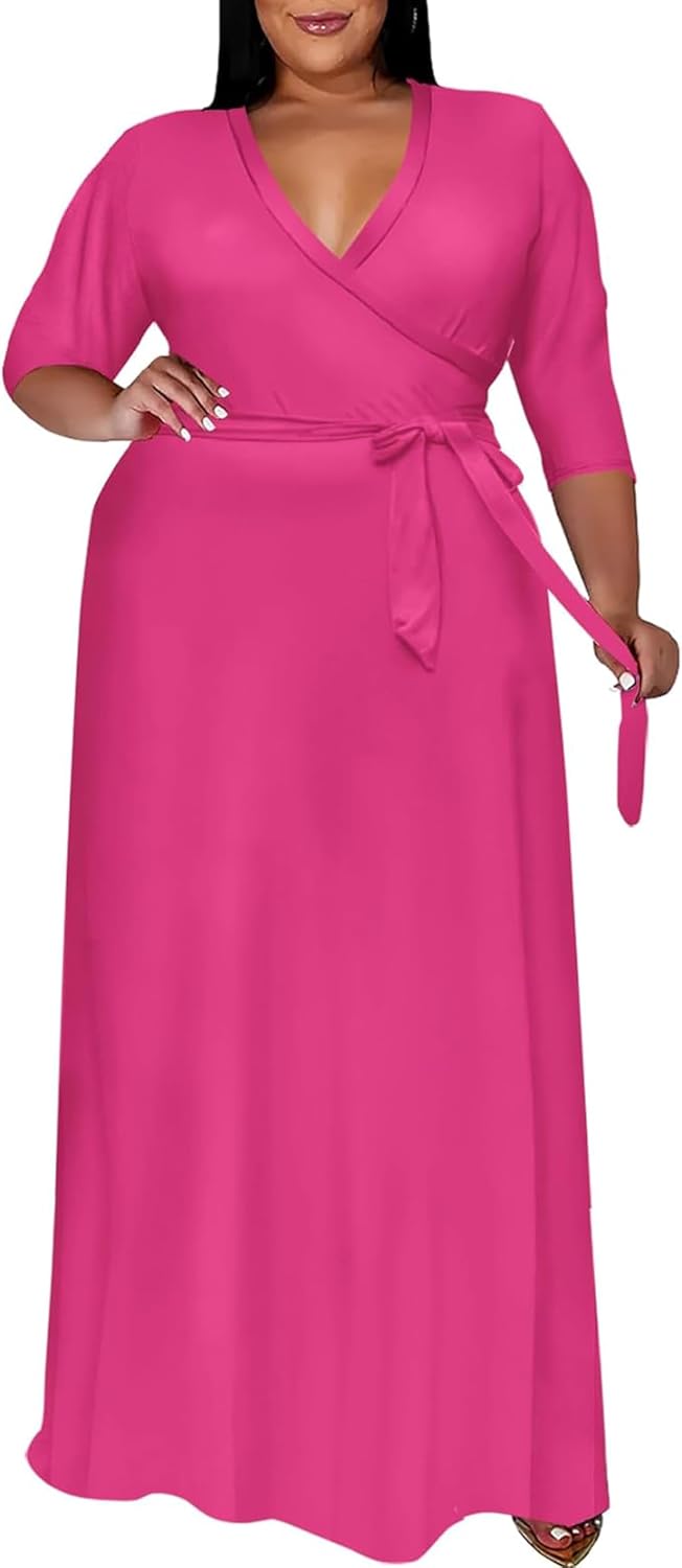 Nmoder Plus Size Maxi Dresses for Curvy Women -Summer Casual Long Fit Dress
