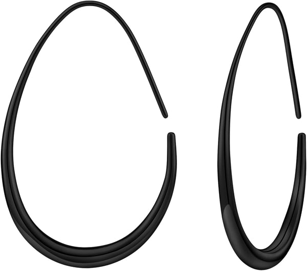 14k Plated Large Oval Pull-Through Hoop Earrings