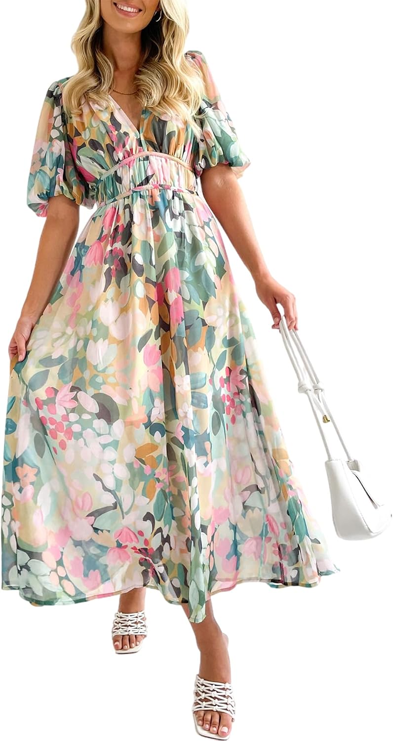 Women's Summer Floral Maxi Dress Spring Wedding Guest Dress 2026