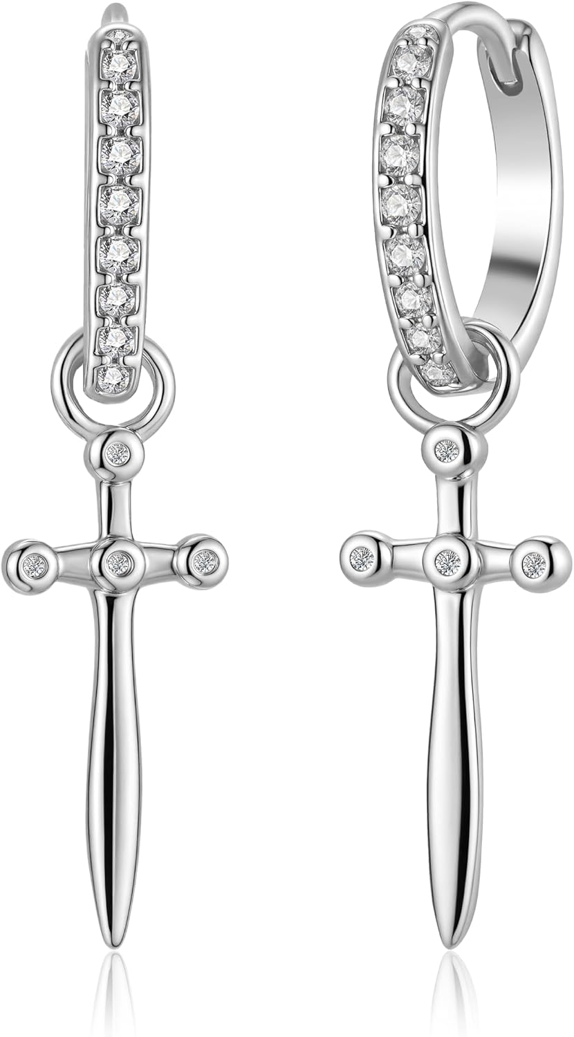 Checker Cartilage Hoops Teacher Earrings for Women White Black Enamel Gold